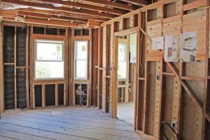 Exposed interior framing of a new project.