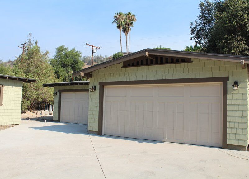 After image of the exterior of the Canyon residence project's garage area.
