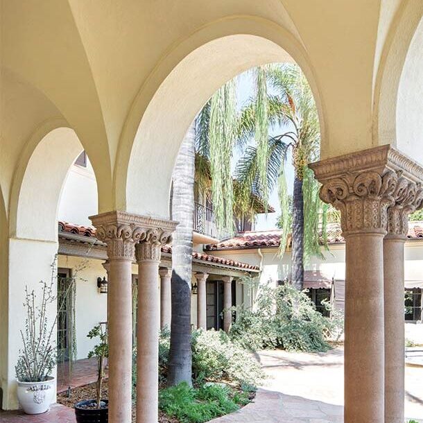 HartmanBaldwin Los Robles Residence Spanish Style Estate Remodel Loggia Crop - Hartman Baldwin Pre-Launch Mediterranean Style Loggia Designed by HartmanBaldwin
